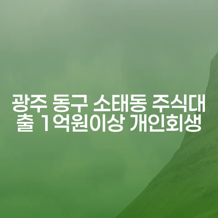 광주 동구 소태동 주식대출 1억원이상 개인회생, 어떻게 해야 할까요?